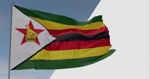 flag Zimbabwe patriotism national freedom, seamless loop, alpha channel
