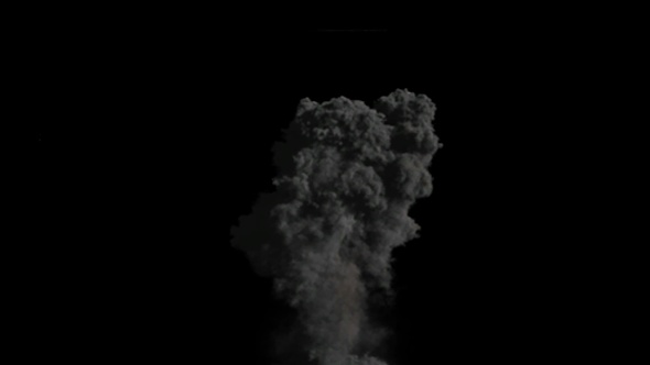 An explosion followed by white smoke with devastating effects Isolated by Alpha channel alt