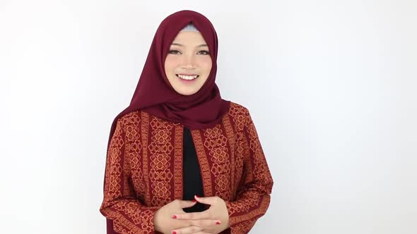 Smile Young Asian Islam woman wearing headscarf
