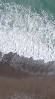 Vertical Video of Sea Water Near the Seashore Slow Motion