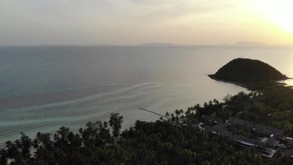 Beautiful from high view of sunset around sea