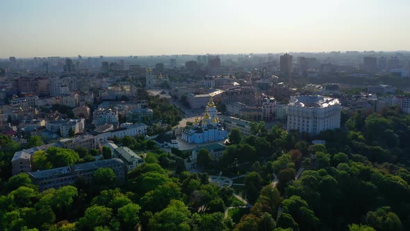 Aerial View of Mikhailovsky Cathedral Monastery Kyiv, Ukraine