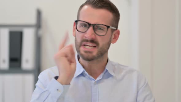 Portrait of Angry Middle Aged Man Fighting