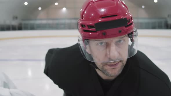 Portrait Of Hockey Team Standing In Line