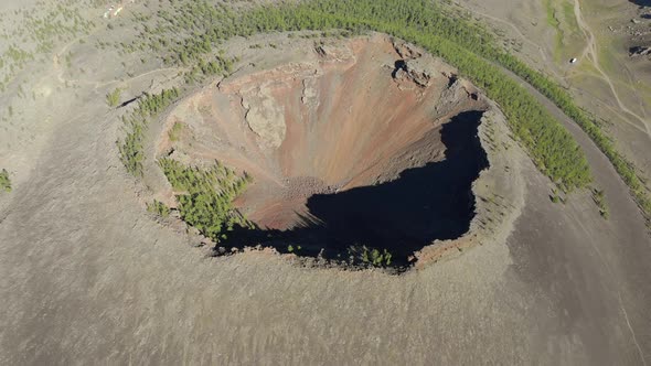 Volcanic Mountain Crater Formed by Lava Rocks