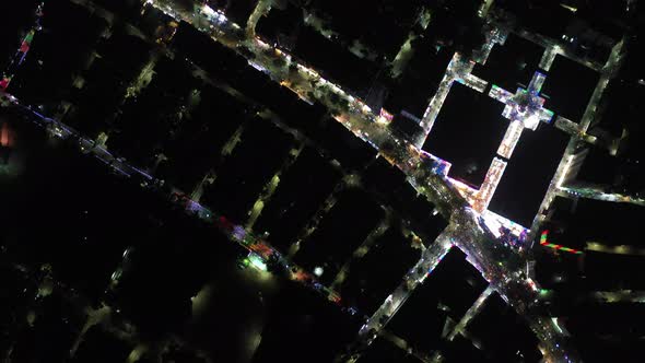 Aerial view of the City at night, Khilgaon, Dhaka, Dhaka, Bangladesh.