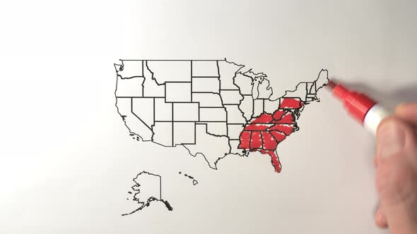 The Animated Concept Idea of the Coloring of the USA Map