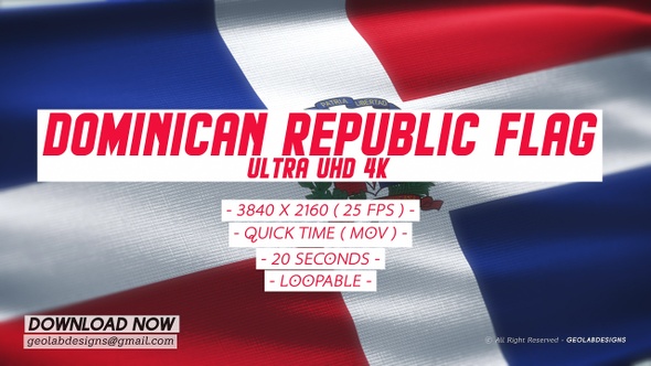 Dominican Republic Flag - Ultra UHD 4K Loopable