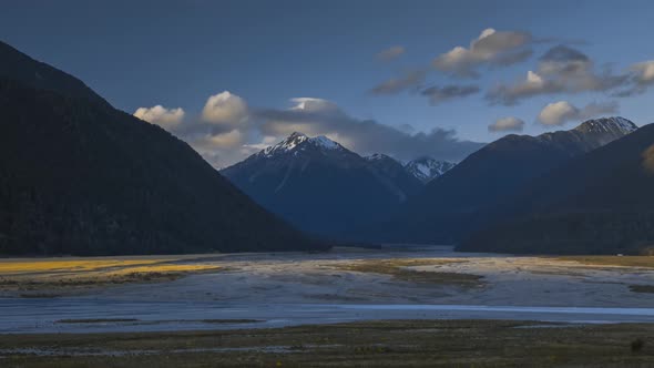 View of Southern Alps timelapse