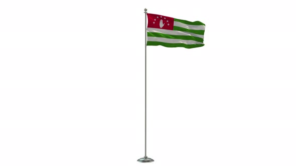 Abhkazia 3D Illustration Of The Waving flag On Long  Pole With Alpha