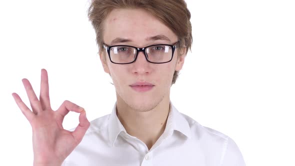 Man in Glasses Gesturing Okay Sign