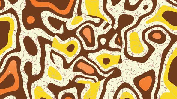 Animation of colorful yellow, cream and brown liquid shapes swirling