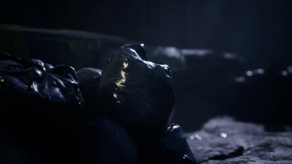 Garbage Bags at City Street an Night alt