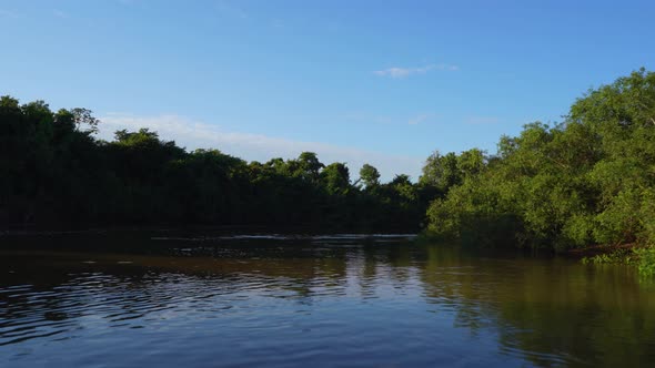 Going Along the River on Motor Boat