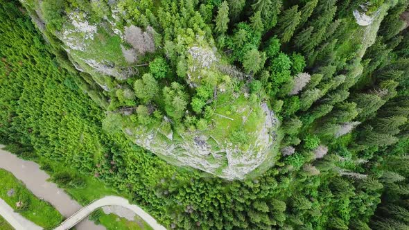 Aerial Over Mountain With Forest