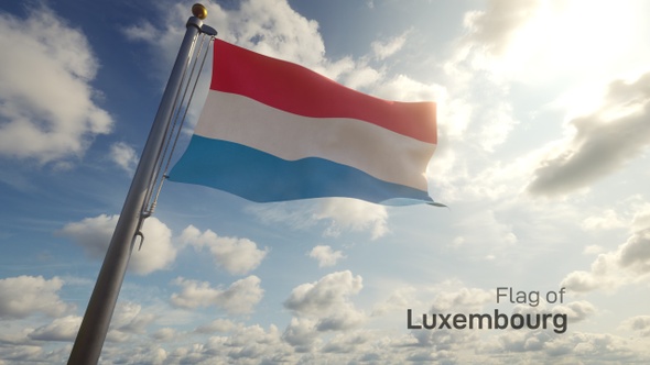 Luxembourg Flag on a Flagpole