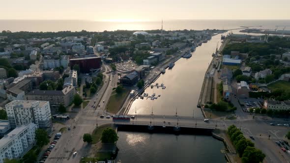 Beautiful Panoramic Aerial View of Liepaja City in Latvia