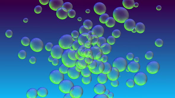 abstract colorful Bubbles in water grows from bottom to top filling space.