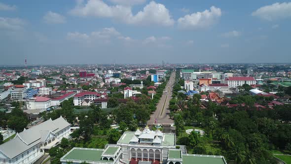 Vientiane city in Laos seen from the sky