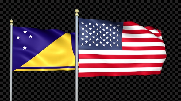 Tokelau And United States Two Countries Flags Waving