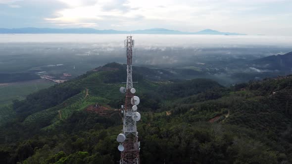 Aerial view 4G,5G communication tower