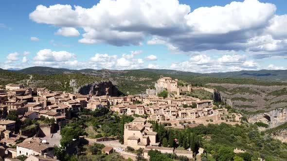 Aerial View Of Alquezar Village In Spain