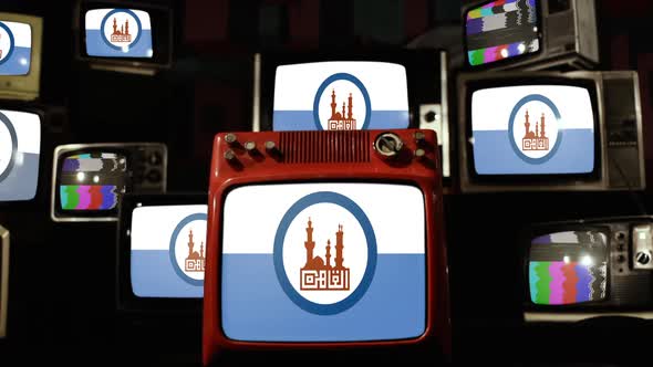 Flag of Cairo, the capital of Egypt, and Retro TVs.