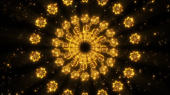 Gold Particles Flowers Tunnel