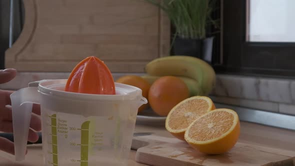 Making fresh orange juice -slow motion