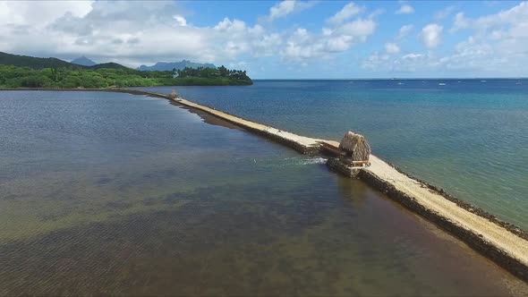 Aerial view of He‘eia Pond in Kaneohe Oahu on a calm and sunny day 2