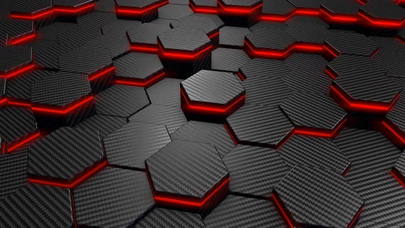 Big Moving Carbon Hexagons Red Light