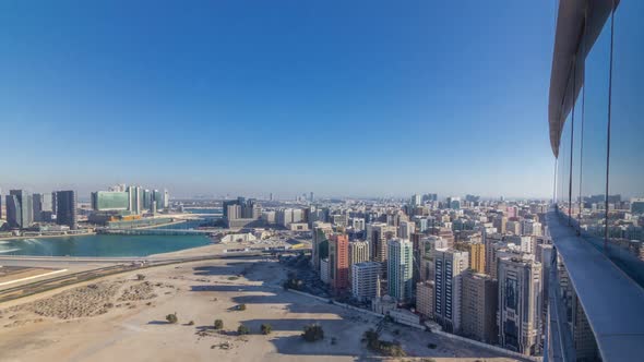 Aerial Skyline of Abu Dhabi City Centre From Above Timelapse