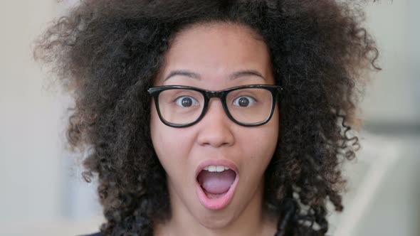 Close Up of Shocked African Woman Surprised