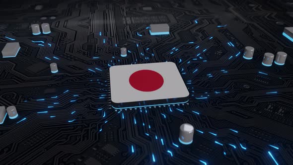 japan Flag on the Operating Chipset circuit board