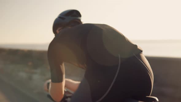 Cyclist Biking On Carbon Bike. Professional Road Bicycle Racer Cycling Training. Bicycle Cardio.