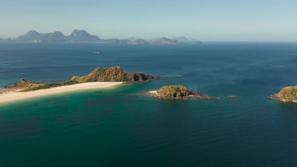 Wide Tropical Beach with White Sand, View From Above