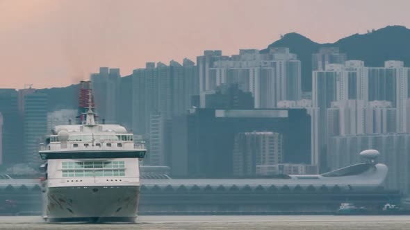 Hong Kong Skyline in the Morning Over Victoria Harbour Timelapse