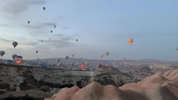 Colorful hot air balloons floating from the sky from Cappadocia