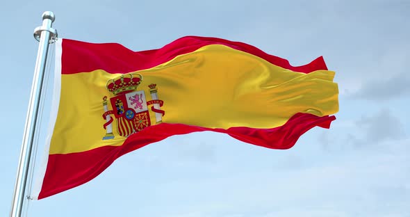 Spain Republic Flag Waving  Loop  4K 