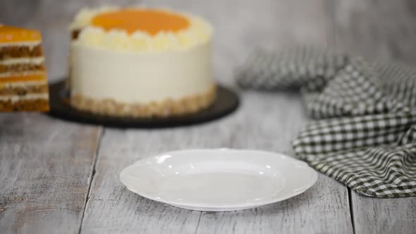 Piece Delicious Carrot Cake Orange Jelly