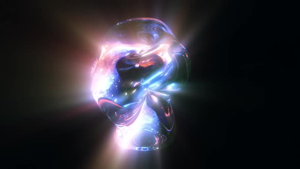 Liquid Glass Sphere with Light Rays Abstract Looped Animation