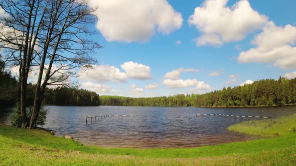 Tranquil Lake Time Lapse In Lithuania Countryside
