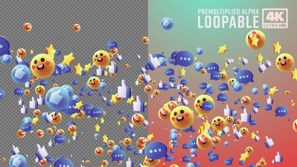 3D Social App Crowd Emoji Gravity Transition Alpha Channel