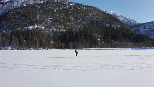 Physical endurance ice skating challenge at Stamnes Vestland Norway