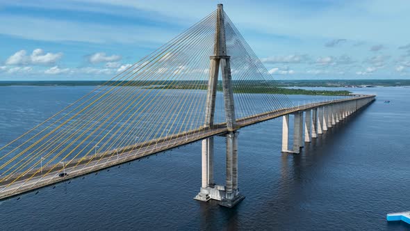 Landmark Cable Bridge at downtown Manaus Amazonas Brazil.