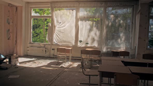 War Destroy Ruin Sun Civil Peole School Fire Bomb Rocket City Ukraine