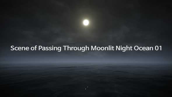 Scene of Passing Through Moonlit Night Ocean 4K 01