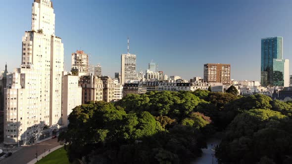 Aerial View of the Skyline Around Plaza General San Martín in Buenos Aires, Argentina