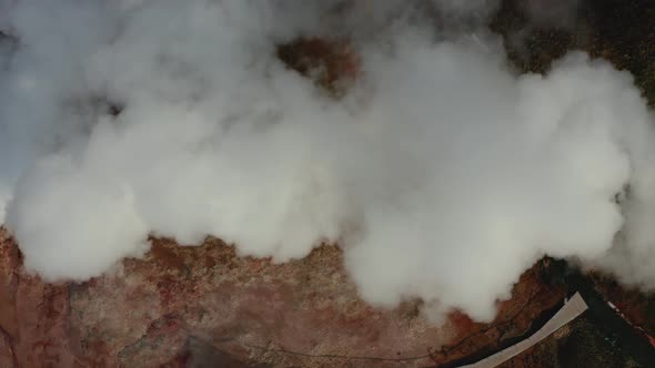 Aerial View of Geothermal Springs in Iceland in Early Spring