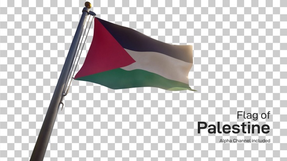 Palestine Flag on a Flagpole with Alpha-Channel